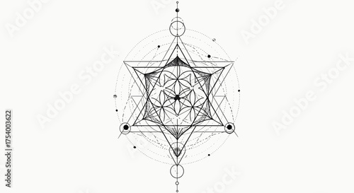 Sacred Geometry Symbolism and Metatron's Cube - Intricate Geometric Design and Spiritual Meaning