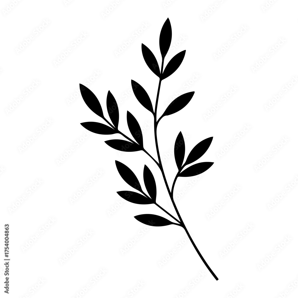 Fototapeta premium Botanical Branch Silhouette Art Graphic