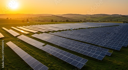 Solar Power Fields at Sunrise