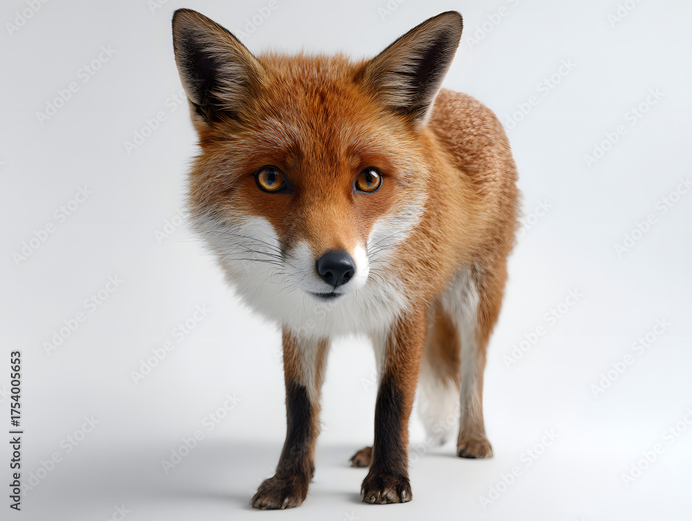 Obraz premium Ultra Realistic Red Fox Portrait in Studio Setting Capturing Unique Features and Details of Vulpes Vulpes