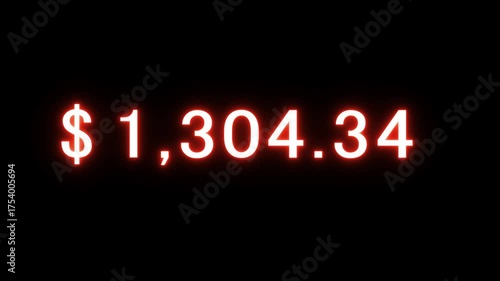 Dollar counting animation. Dollar and money increasing number. Dollar counter from 0 to 2600 animation. Business growth  and profit number.