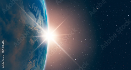 Fototapeta Naklejka Na Ścianę i Meble -  Planet Earth with a spectacular sunset 