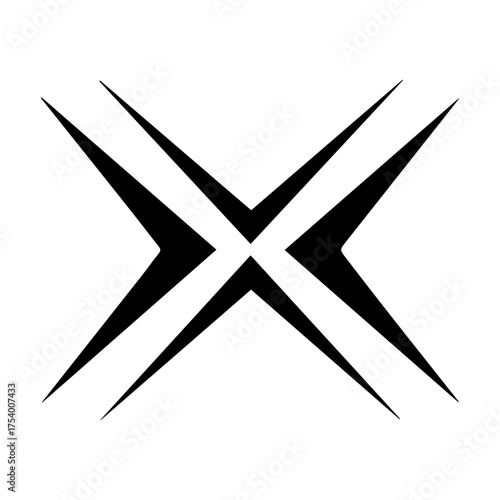 Minimalist Black X Mark Graphic Design Element | Abstract Symbol Icon | Modern Geometric Intersecting Lines