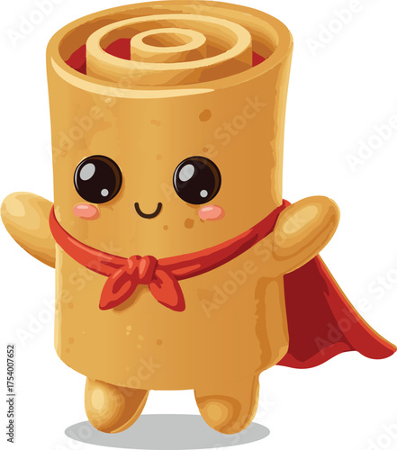 Cute Heroic Roll with a Red Cape