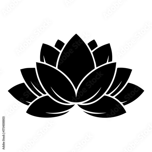 Elegant Black Lotus Flower Icon Symbol of Peace Purity  Spirituality NatureInspired Vector Graphic for Mindfulness  Wellness Design vector illustration