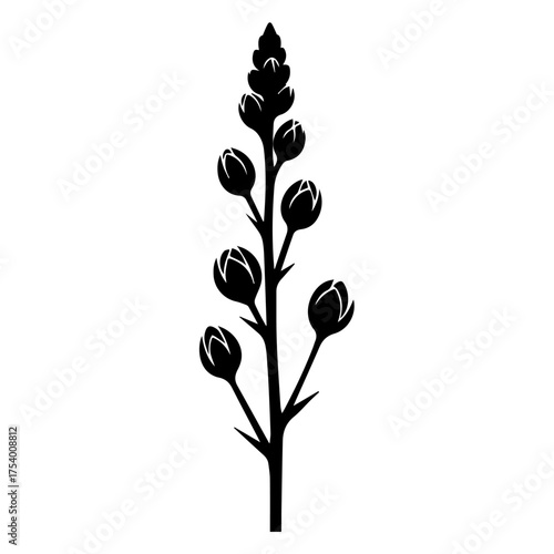 Botanical Flower Bud Stem Silhouette Icon  Floral Plant Graphic Design Element on White Background vector illustration