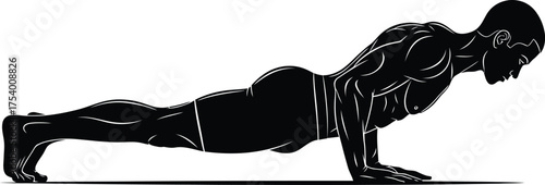 Muscular Person Performing Push Up Exercise Silhouette Illustration