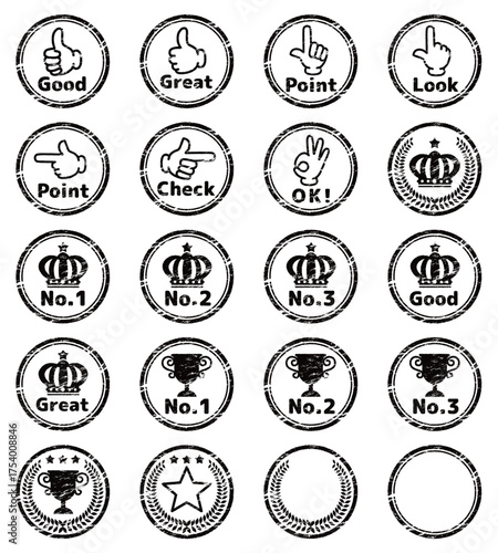 モノクロのスタンプセット