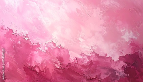 Abstract artwork showcasing layers of pink hues with textured, paint-like strokes