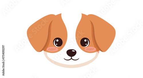Cute puppy face with big expressive eyes and floppy ears. This adorable dog illustration is perfect for animal lovers and pet enthusiasts.