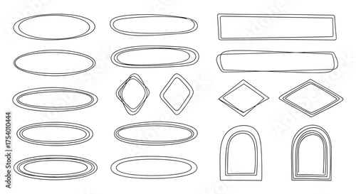 A collection of decorative geometric frames and borders.