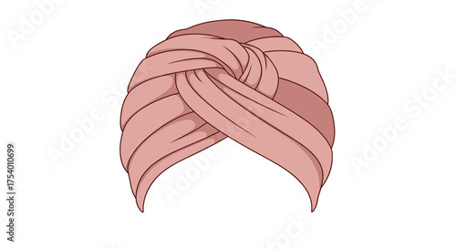 A stylish pink turban headwrap offering elegant modest head covering and fashionable hair concealment.