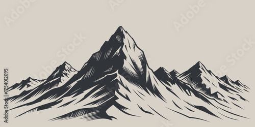 Majestic Mountain Range Illustration A Symbol of Nature's Grandeur and Adventure