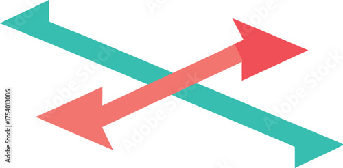 Two intersecting arrows with opposing gradients a dynamic graphic for contrast and direction