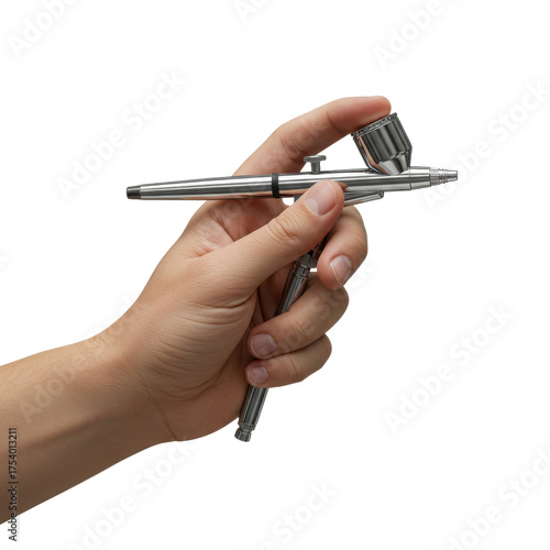 Hand holding airbrush tool isolated PNG with Transparent Background