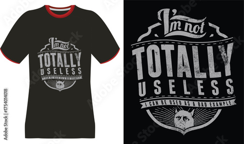 I'm Not Totally Useless" T-Shirt Design with Grumpy Cat Graphic
