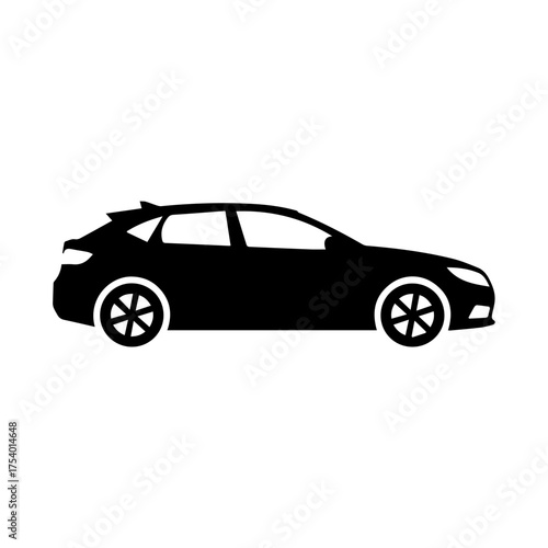 Black Car Silhouette Icon  Modern Hatchback Vehicle Vector  Automotive Transport Graphic  Minimalist Design Element Vector Illustration
