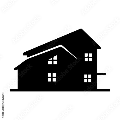 Residential Building Silhouette Icon  Modern Home Architecture Symbol for Real Estate Vector Illustration
