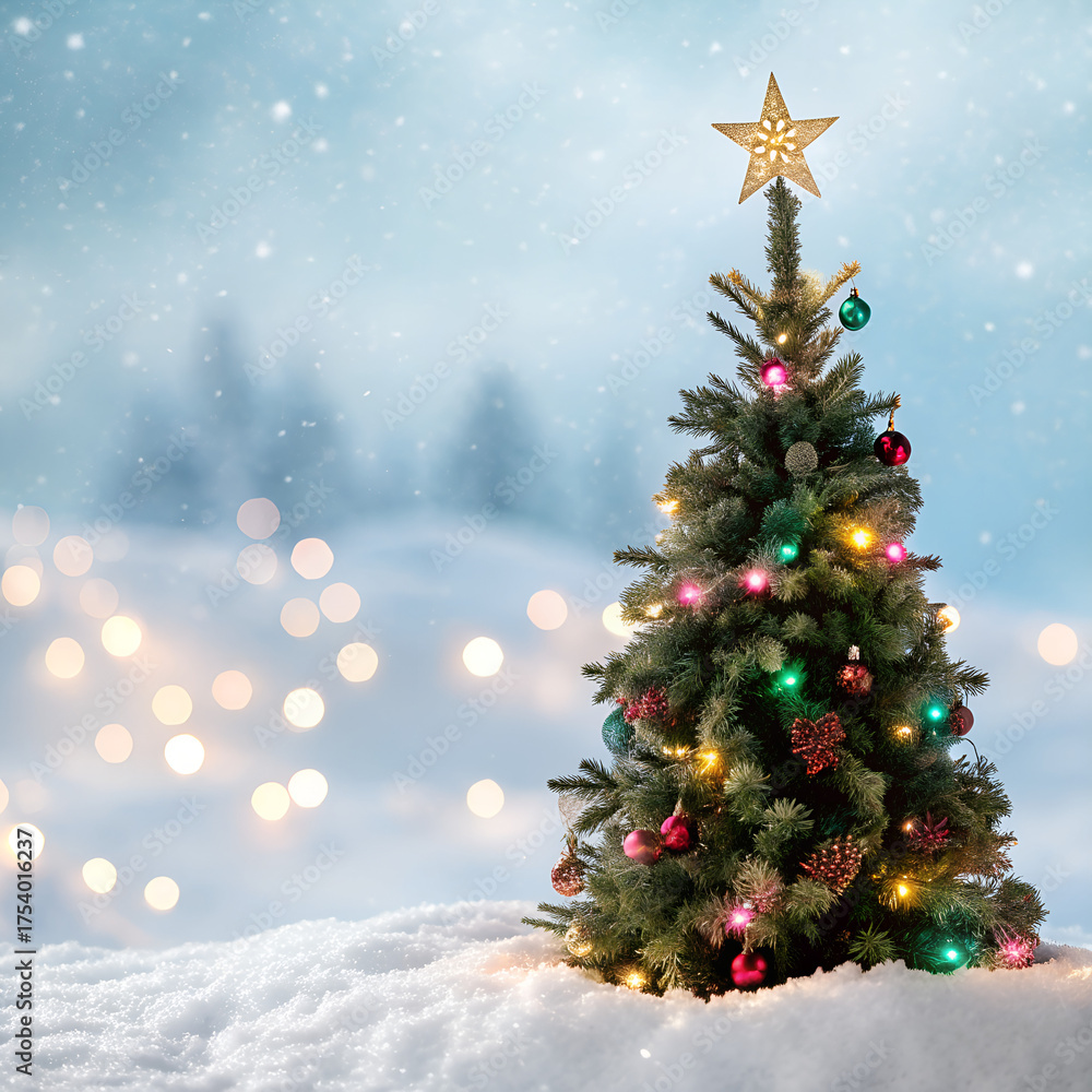 Obraz premium christmas tree with snow