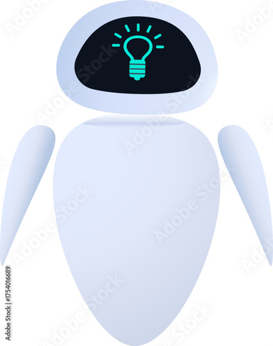 EVE Robot Showing Light Bulb on the Screen, Idea thinking, Wall-e
