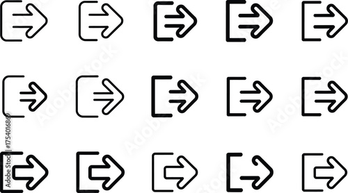 Collection of Exit and Login Arrow Icons