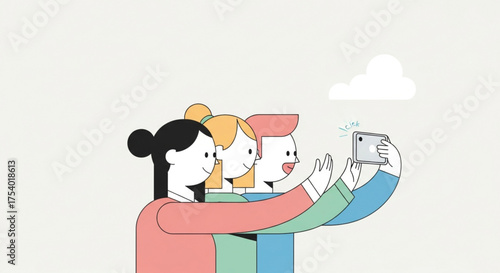 A group of friends are taking a selfie together, capturing a fun moment and creating a lasting memory