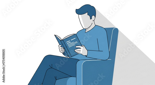 A man sitting in a chair reading a book, , enjoying a quiet moment of relaxation and learning