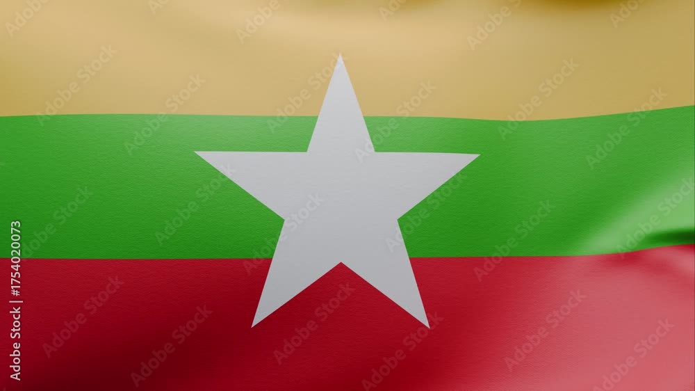 waving flag of Myanmar