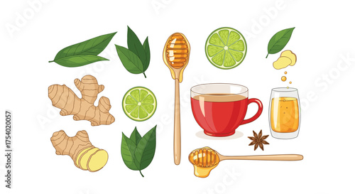 A healthy and refreshing drink made from ginger lime and honey. 