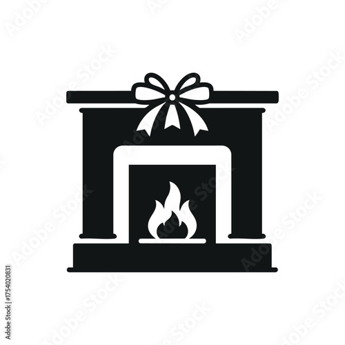 Flat Color Fireplace Graphic, vector, illustration.