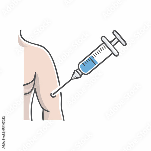 Medical syringe injecting fluid into a person's arm, representing vaccination, healthcare, or medical treatment