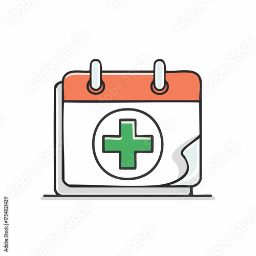 Medical appointment calendar icon with a plus symbol representing healthcare and scheduling for appointments and medical visits