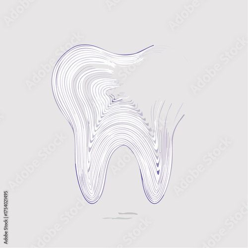 Dynamic artistic rendition of a human molar, featuring elegant flowing lines in an abstract style, symbolizing contemporary dental health, oral hygiene, and professional dental care