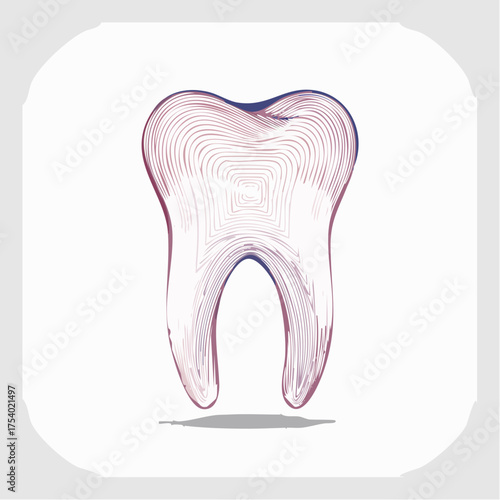 Vibrant Contour Line Art Depicting a Molar Tooth, Showcasing the Structure and Importance of Dental Health and Professional Oral Care