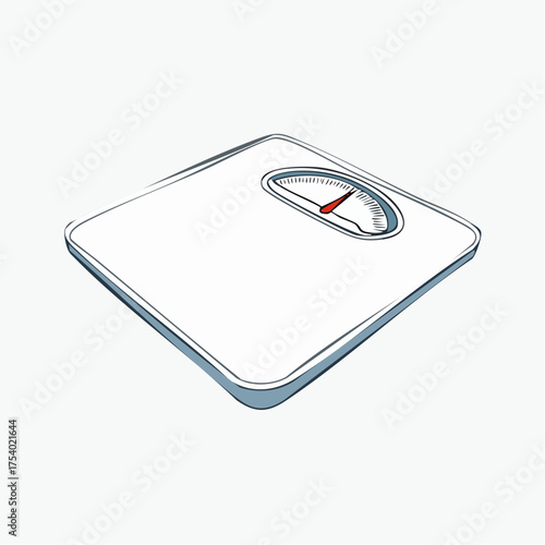 Hand-drawn sketch of a classic analog bathroom scale, symbolizing personal health monitoring, weight management, and fitness journey progress
