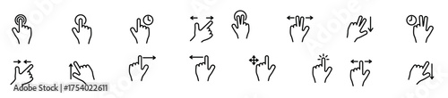 Set of hand move vector illustration. Swipe gestures vector illustration set left right up touch screen icons
