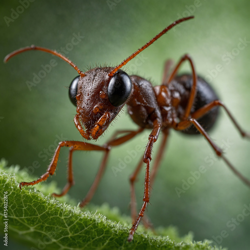 Macro Photography of an Ant Exploring Leaf Veins in High Definition