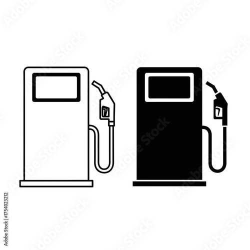 Gas Station Pump Icon Set Vector, Fuel Dispenser Service Equipment Illustration, Petroleum Energy Graphic Design