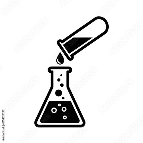 Laboratory Flask and Test Tube Icon Vector, Chemistry Experiment Illustration, Science Research Graphic Design