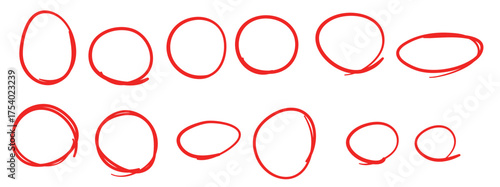  highlight circles set vector collection red ovals