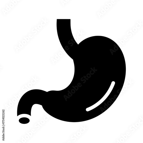 Human Stomach Silhouette Icon – Digestive System Anatomy Medical Vector Illustration