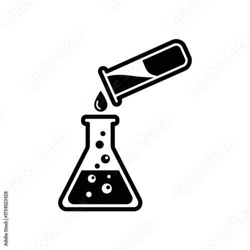 Laboratory Flask and Test Tube Icon Vector, Chemistry Experiment Illustration, Science Research Graphic Design