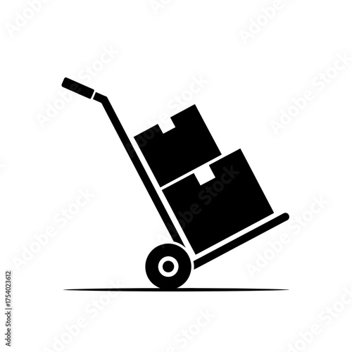 Luggage Trolley Icon – Airport Baggage Cart Silhouette Vector Illustration