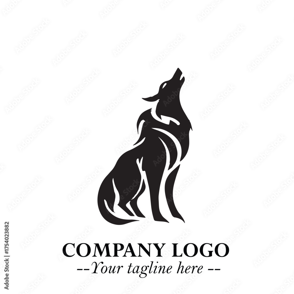 Fototapeta premium Wolf Logo Symbol in Black on the White Background Minimalist Wild Animal Vector Illustration