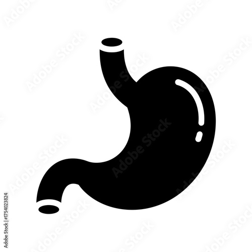 Human Stomach Silhouette Icon – Digestive System Anatomy Medical Vector Illustration