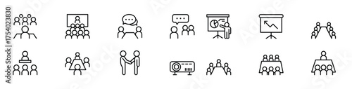 Meeting icon set in thin line style vector