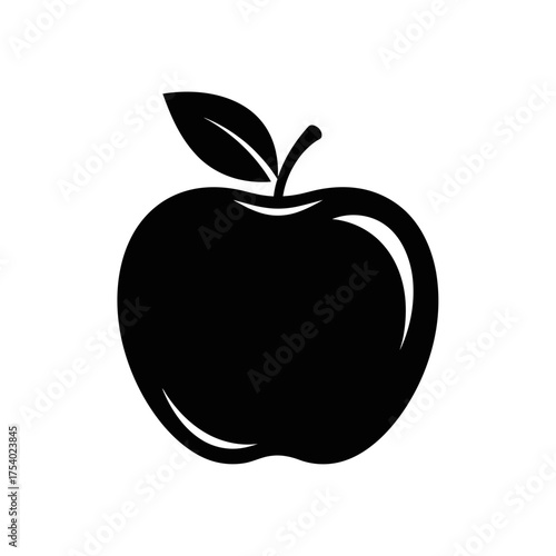 Apple Silhouette Icon – Fresh Fruit Healthy Food Vector Illustration