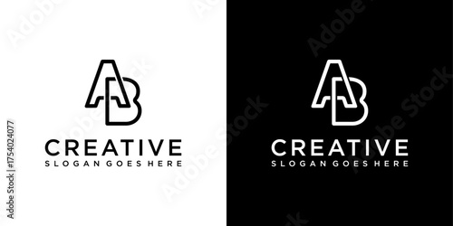 AB or BA initial letter logo design vector template