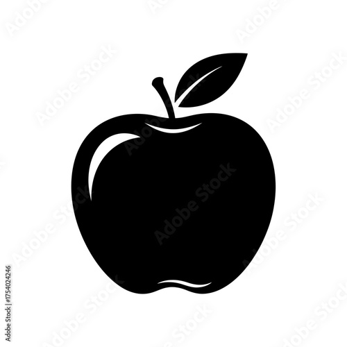 Apple Silhouette Icon – Fresh Fruit Healthy Food Vector Illustration