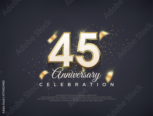 45th anniversary number with fancy numerals. luxury premium vector design. Premium vector for poster, banner, celebration greeting.
